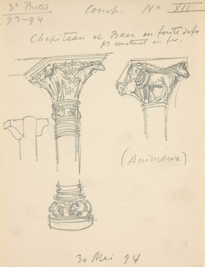 Eugène Grasset - Motifs d'animaux pour la base et le chapiteau d'une colonne en ...