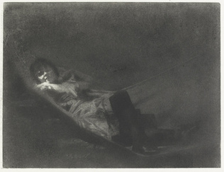 Charles Augustin Lhermitte - Femme jambes croisées, couchée dans un hamac