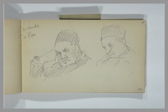Adolphe Yvon - Deux études d'un homme endormi, vu en buste