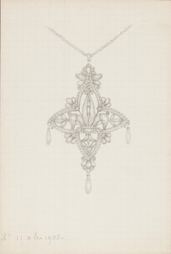 Enguerrand du Suau de la Croix - Pendentif quadrilobe à la fleur de lys, trois g...