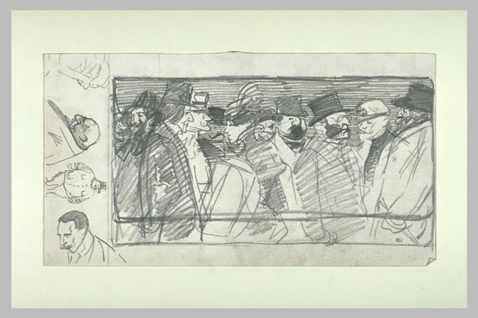 Théophile Alexandre Steinlen - Hommes et femmes à la fenêtre d'un wagon