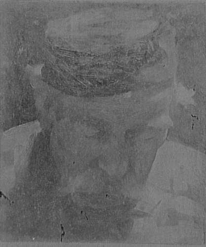 Anonyme - Photographie d'une peinture de Carlo Bugatti : portrait d'un homme à l...
