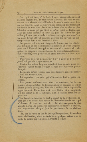 Guillaume Apollinaire - Mercure de France - I-XII-1918. p. 385 à 396, L'Esprit n...
