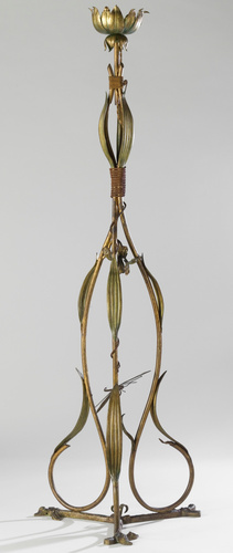 Anonyme - Lampadaire sur pied à décor de roseaux et libellules