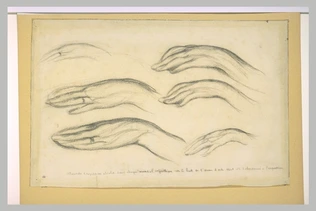 Six études de main droite de femme allongée - Eugène Carrière