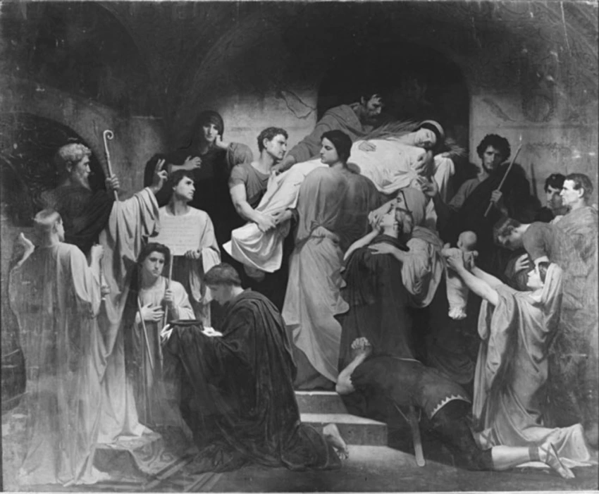 William Bouguereau - Le Corps de sainte Cécile apporté dans les catacombes de Ro...