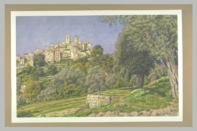 Henri Rivière - Vue du village de Biot