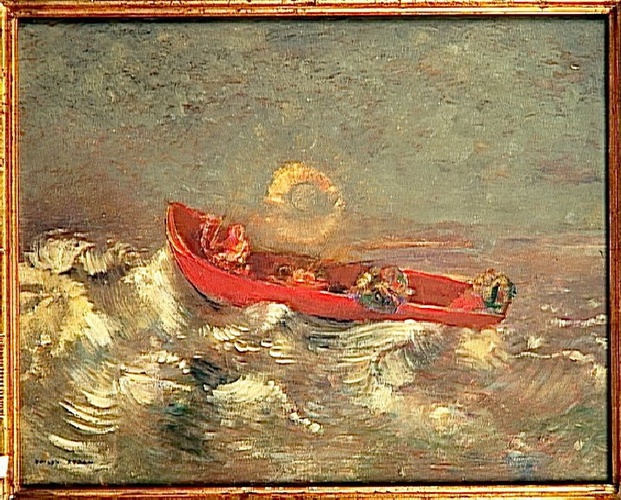 Odilon Redon - La Barque rouge