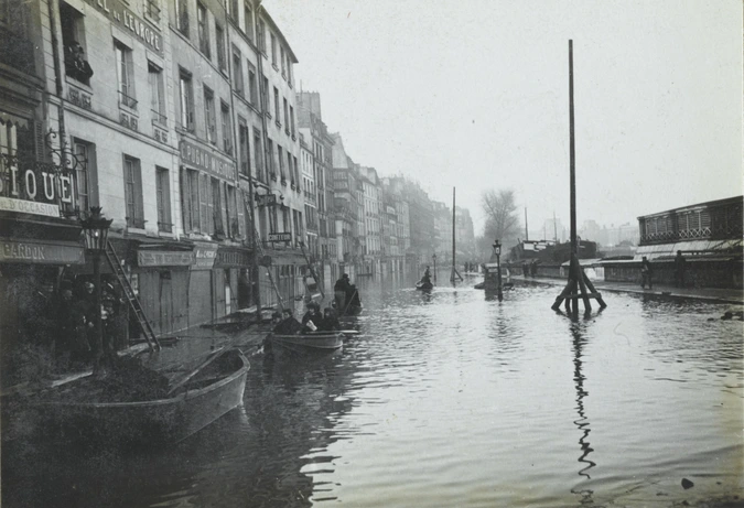 Paris, une rue inondée - Charles Augustin Lhermitte