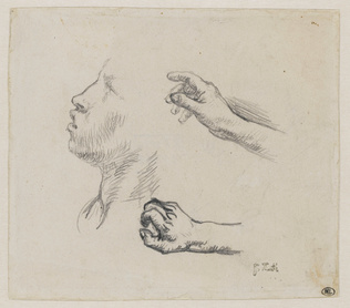 Jean-François Millet - Visage de profil, et deux mains