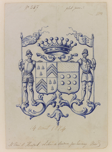 Emile Gallé - Blason aux armes de la famille d'Hespel