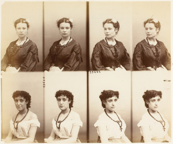 André Adolphe Eugène Disdéri - Mme Allugne et Mme Mortimez en huit poses : quatr...