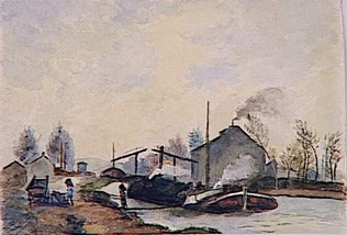 Paul Gachet - Rivière avec péniches