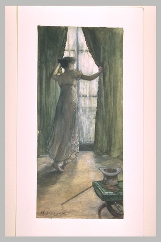 Henri Gervex - Jeune femme debout, vue de dos, devant une fenêtre