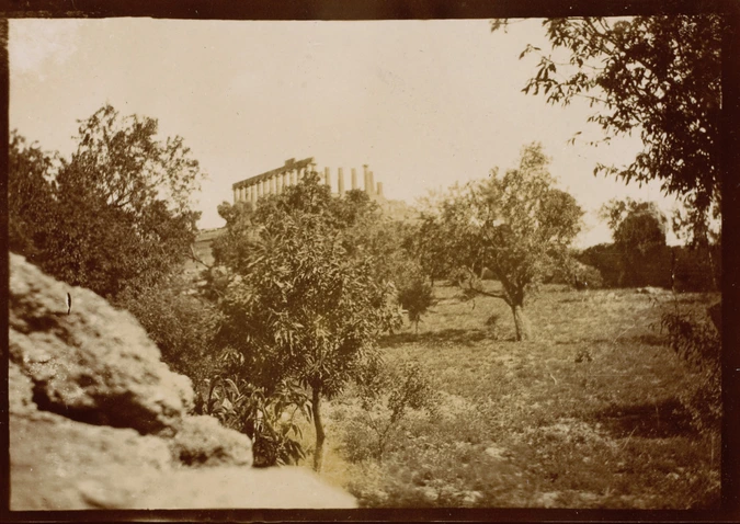Auguste Delaherche - Agrigente - paysage et vue du temple