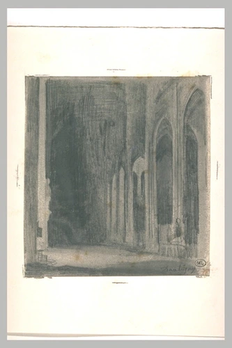 Charles-François Daubigny - Intérieur d'église vue depuis l'un des collatéraux