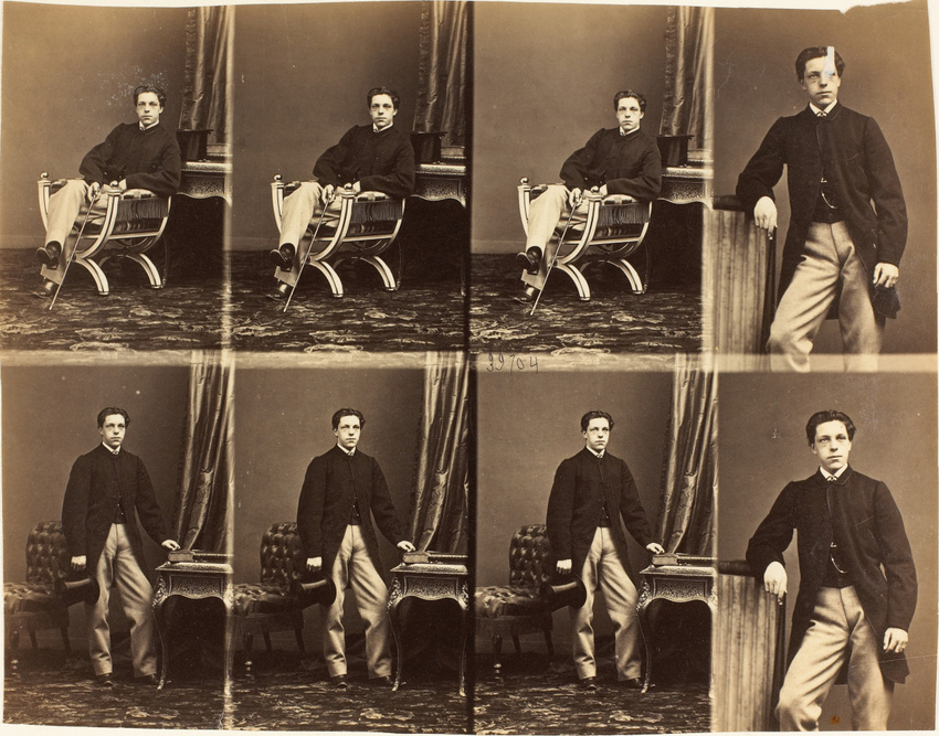 André Adolphe Eugène Disdéri - M. Fletcher en huit poses, trois assis et cinq en...
