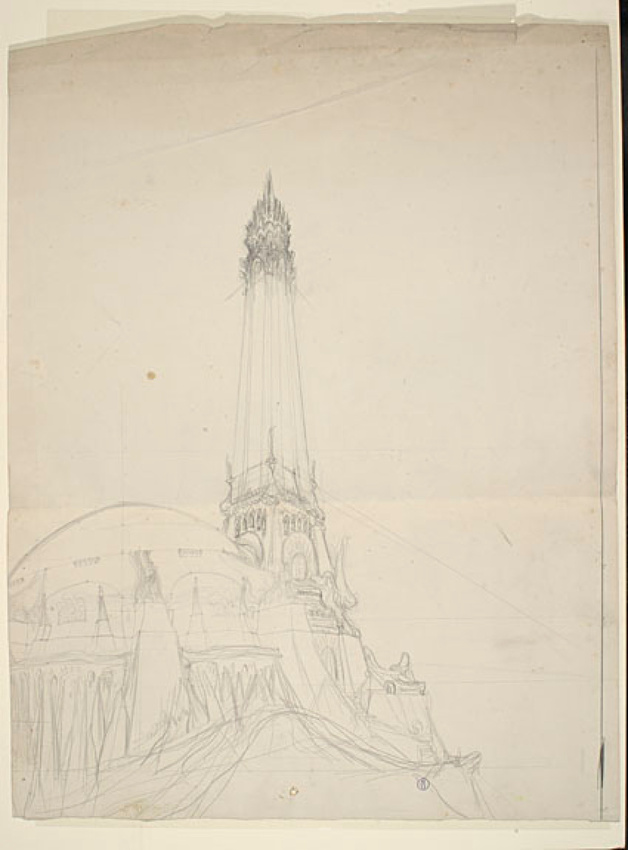 François Garas - Temple à la Pensée, dédié à Beethoven, vue perspective depuis l...
