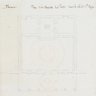 Edouard Villain - Plan de la chapelle des Pazzi dans le cloître Sainte-Croix, Fl...