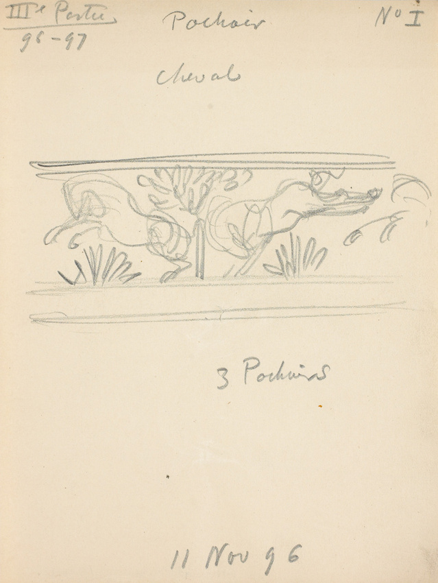 Eugène Grasset - Deux chevaux ornant un pochoir