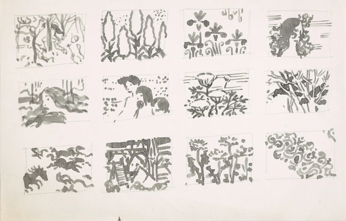 Eugène Grasset - 12 vignettes rectangulaires décoratives
