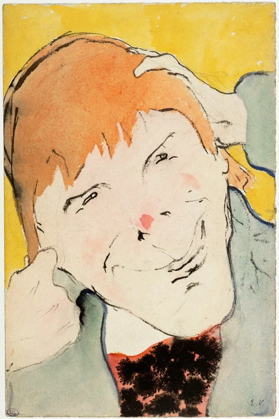 Edouard Vuillard - Portrait de l'acteur Coquelin Cadet, la tête entre les deux m...