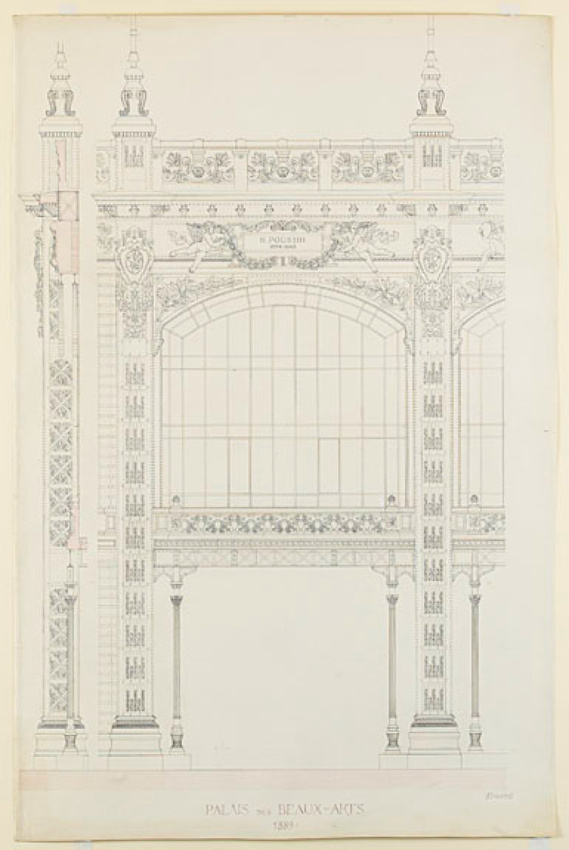 Projet pour l'Exposition universelle de 1889, palais des Beaux-Arts, élévation d'une travée - Jean-Camille Formigé