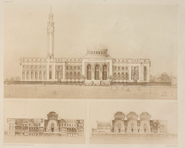 Raoul Brandon - Palais de Justice du Caire : façade principale sur jardin public...