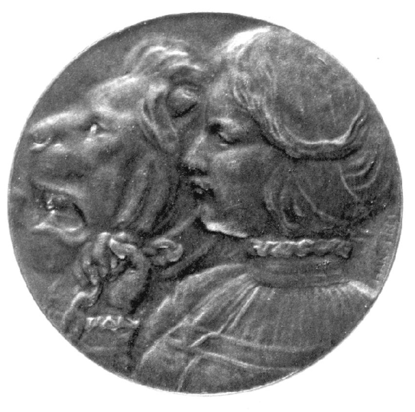 Hans Frei - Femme tenant un lion enchaîné