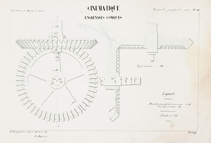 Eugène Chaberth - Cours de dessin 2ème division 2ème année. Cinématique. Engrena...