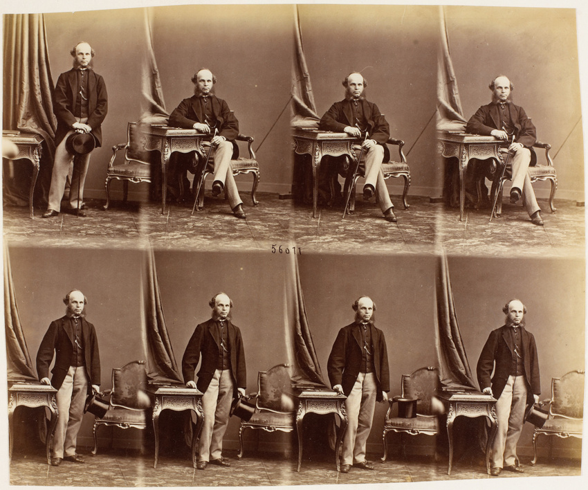 André Adolphe Eugène Disdéri - M. Auston en huit poses, quatre assis, quatre en ...