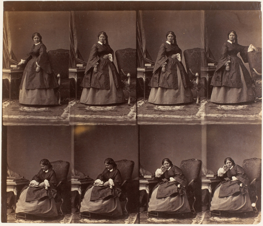 André Adolphe Eugène Disdéri - Mme Yermoloff en huit poses, quatre assise et qua...
