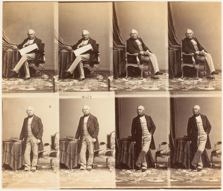 André Adolphe Eugène Disdéri - Comte Roman Zaluski en huit poses, quatre assis e...