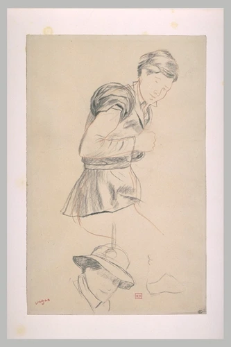 Edgar Degas - Cavalier, tourné vers la droite, et tête coiffée d'un chapeau