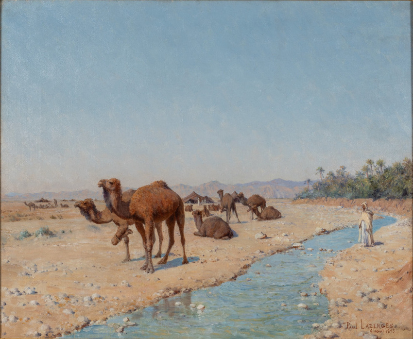 Jean-Baptiste Paul Lazerges - Dromadaires à l'Oued, 6 août 1895