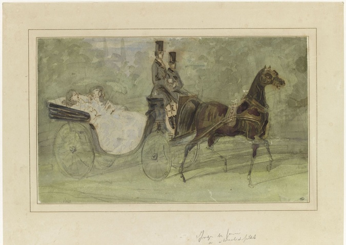 Constantin Guys - Equipage dans un parc