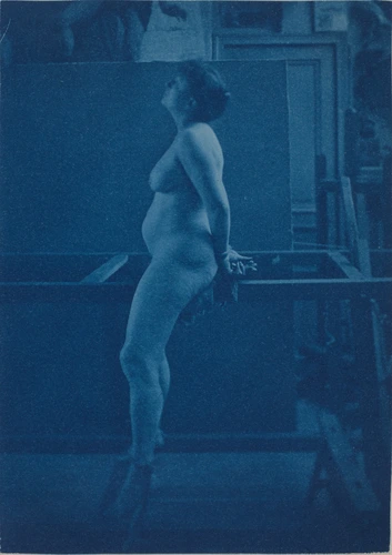 Femme nue de profil gauche attachée, jambes écartées - Charles-François Jeandel