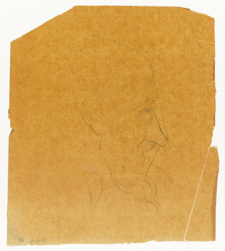 Edgar Degas - Tête de vieillard barbu, de profil droit avec des lignes sur le pr...