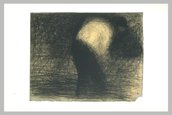 Georges Seurat - 'Au travail de la terre' : figure d'homme de profil, penché en ...