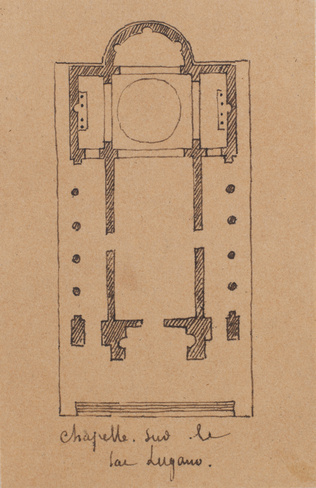 Edouard Villain - Plan d'une chapelle sur le lac de Lugano