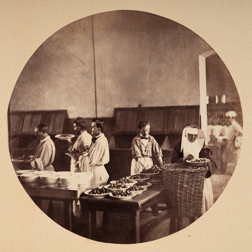 Charles Nègre - Asile impérial de Vincennes, les cuisines, la préparation du rep...