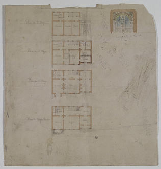 Charles-Justin Le Coeur - Projet d'hôtel avec atelier d'artiste, études préparat...