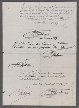 Aimé Jules Dalou - Contrat Dalou du 3 mai 1899