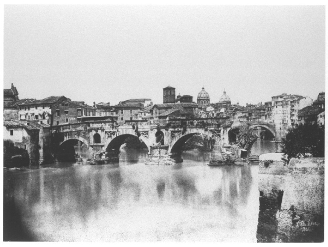 Frédéric Flachéron - Rome, le pont Rolto ou pont Fabricius après restauration