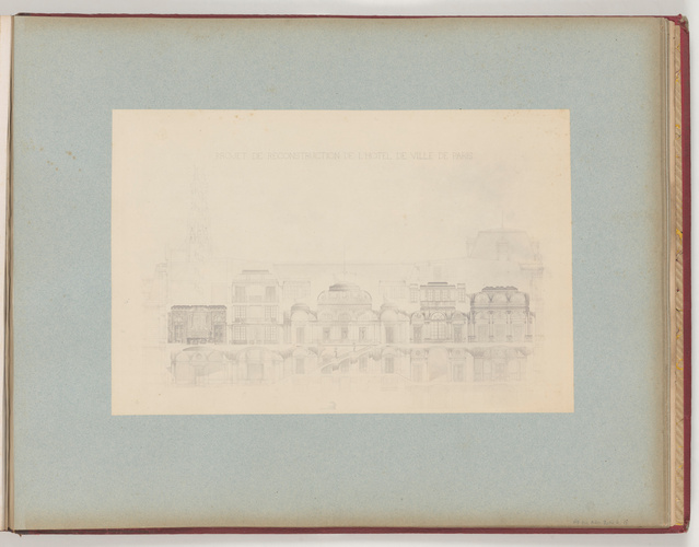 Anonyme - Vue des dessins pour la reconstruction de l'Hôtel de Ville de Paris: c...