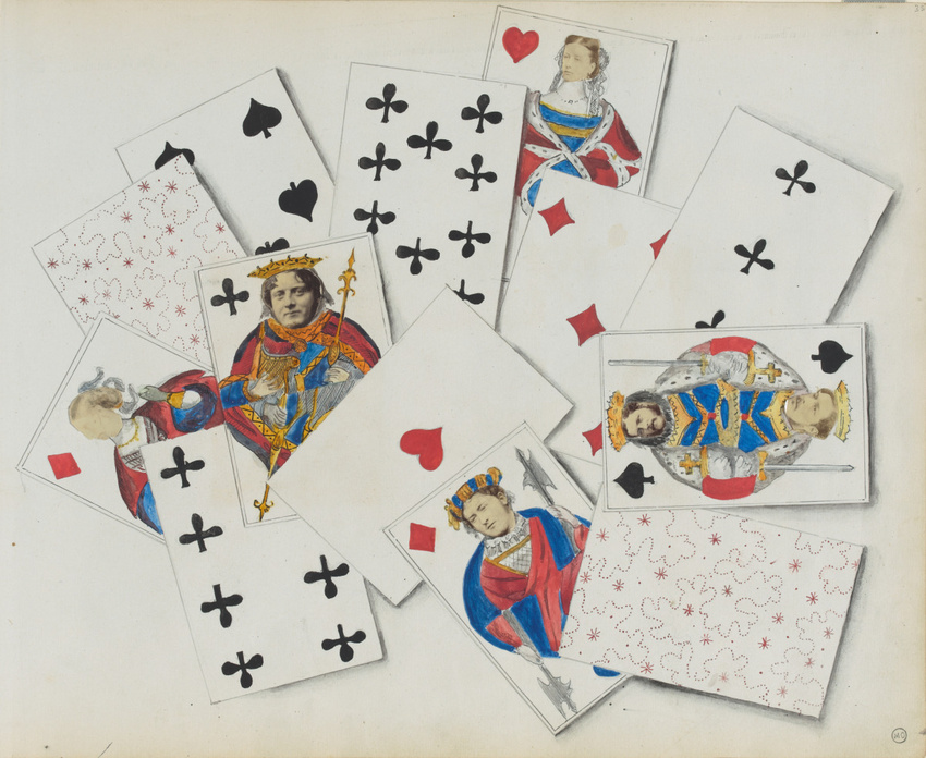Georgiana Louisa Berkeley - Jeu de cartes avec cinq portraits d'hommes et de fem...