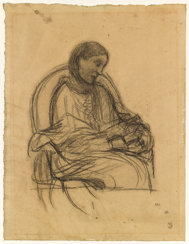 Pierre Puvis de Chavannes - Femme assise dans un fauteuil, vue de trois quarts à...