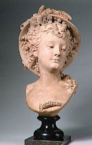 Jeune femme au chapeau orné d'épis de blé - Albert-Ernest Carrier-Belleuse