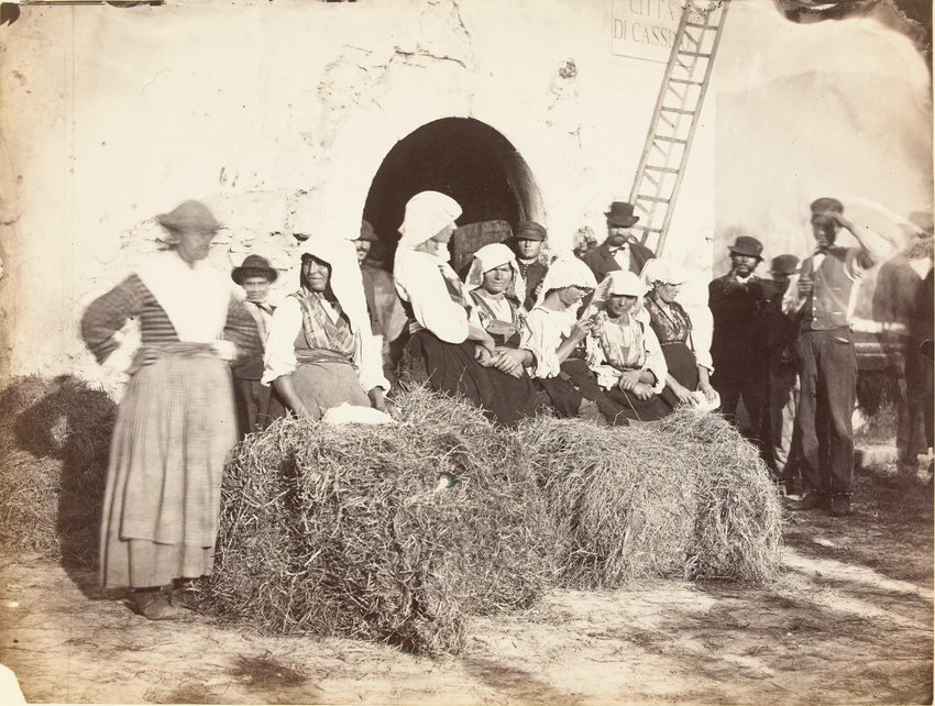 Edmond Lebel - Paysans posant à l'entrée de la ville de Cassino