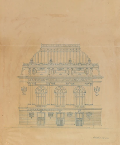 Alphonse Crépinet - Projet de reconstruction de l'Opéra Comique, façade principa...